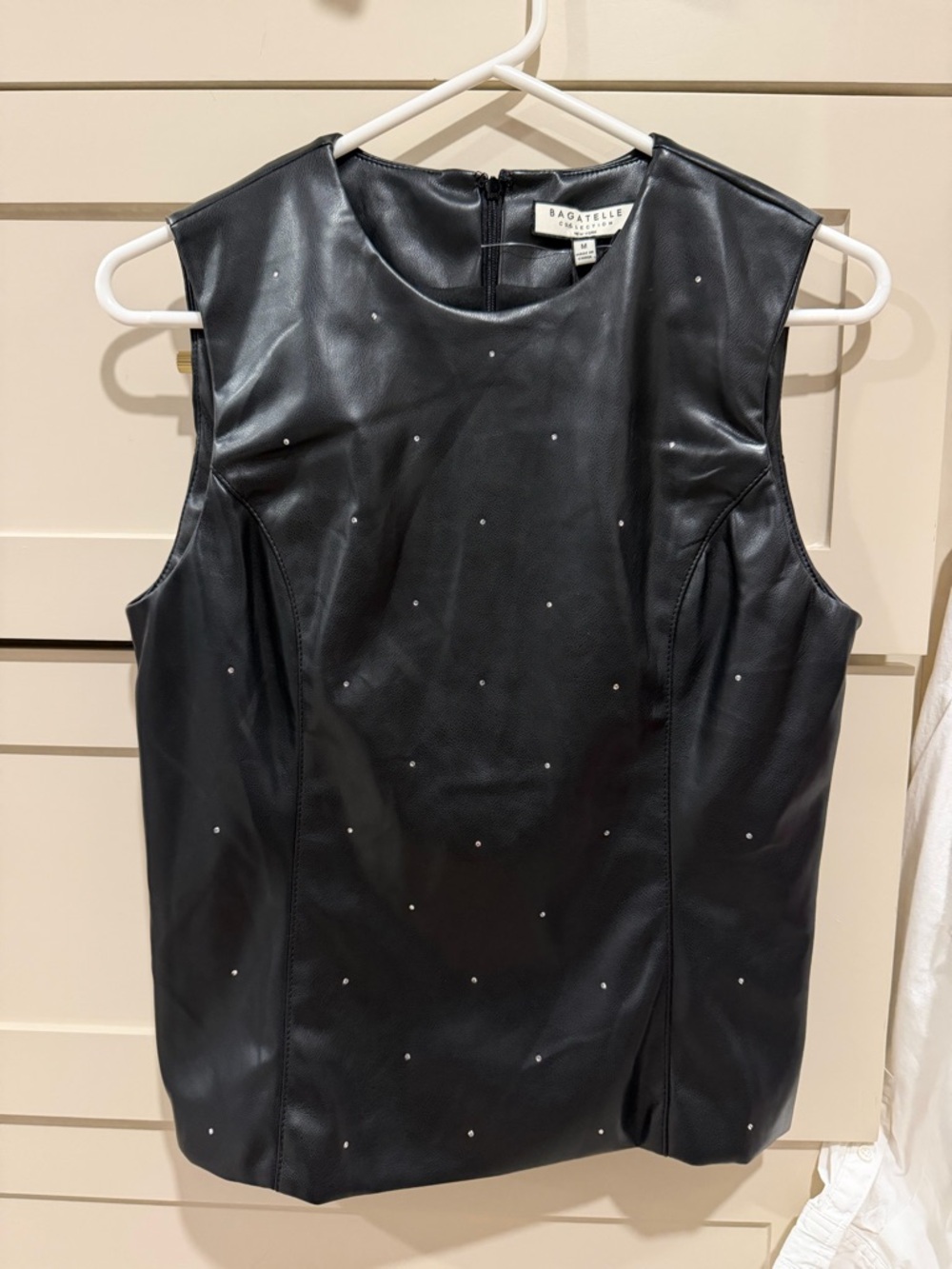 bagatelle Black Faux Leather Studded Sleeveless Top